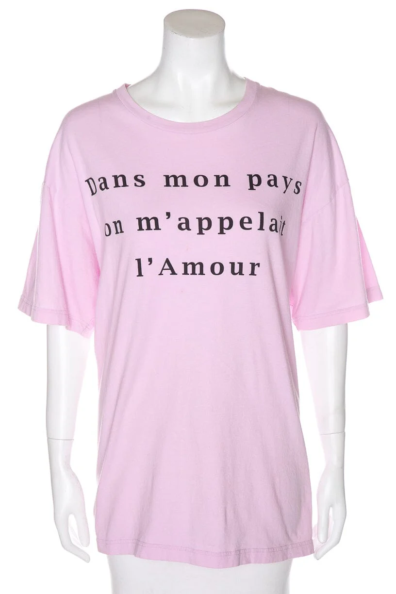 Gucci Pink "Dans Mon Pays" Graphic T-Shirt SZ L