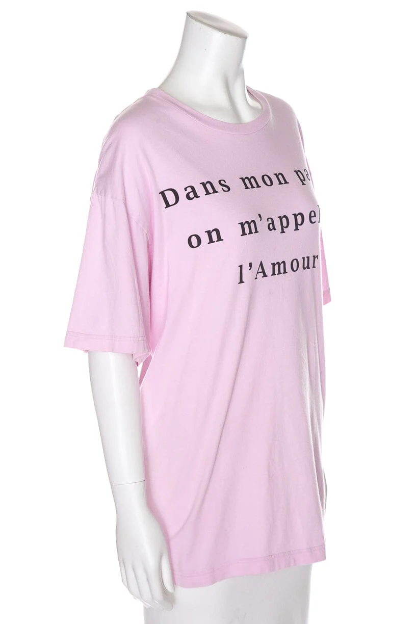 Gucci Pink "Dans Mon Pays" Graphic T-Shirt SZ L - Image 2