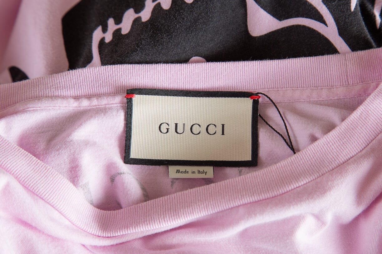 Gucci Pink "Dans Mon Pays" Graphic T-Shirt SZ L - Image 4