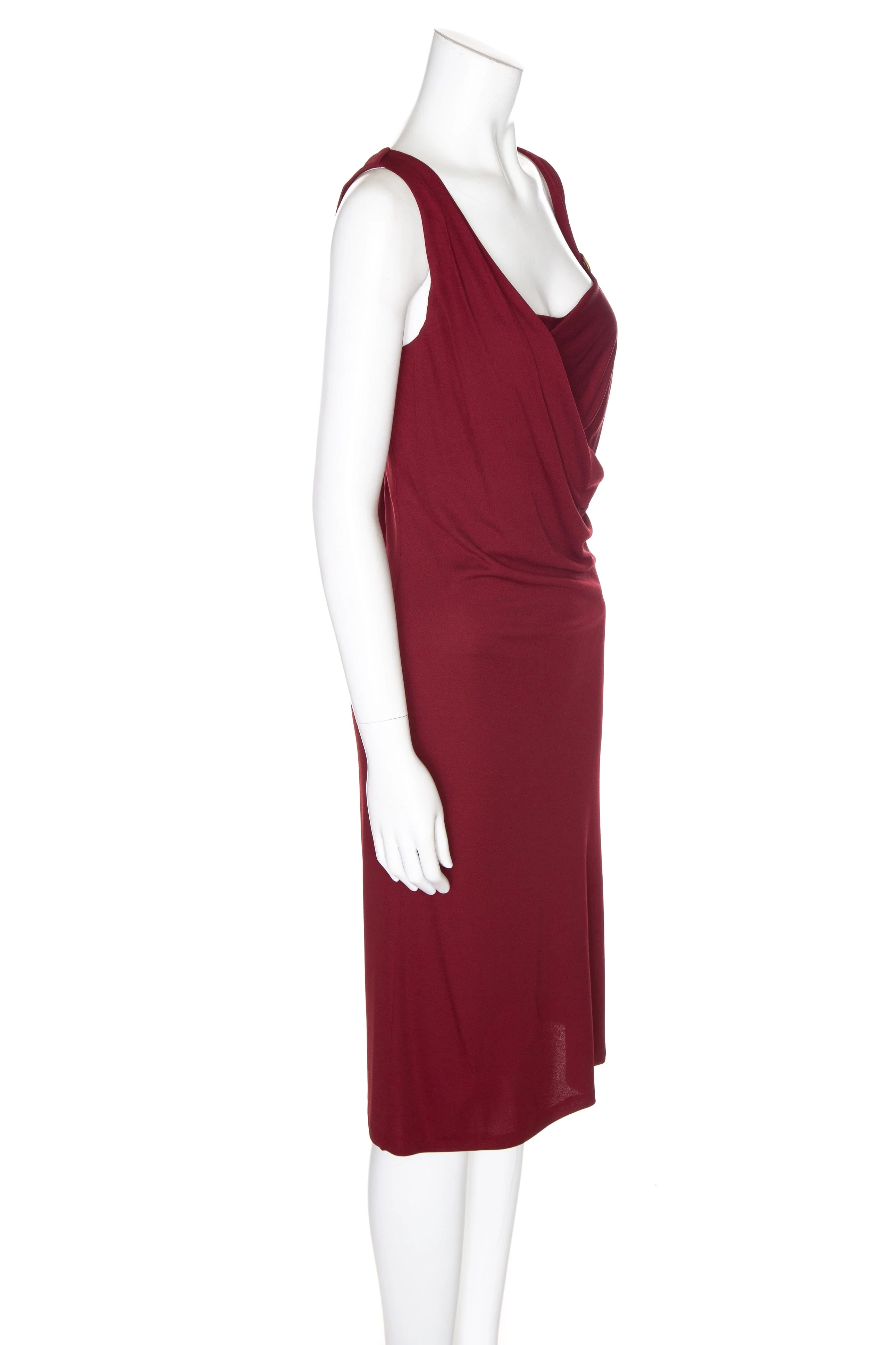 Gucci Red Cowl Neck Draped Mini Dress SZ L - Image 2