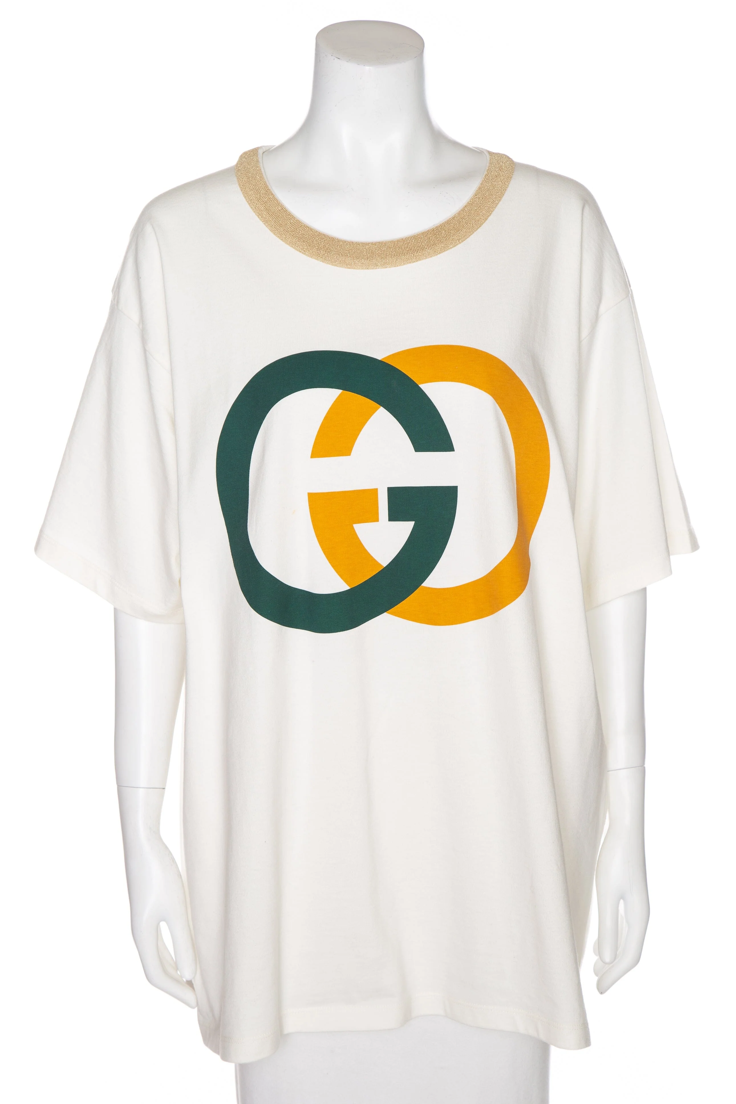 Gucci White and Multi Interlocking GG T-Shirt SZ L