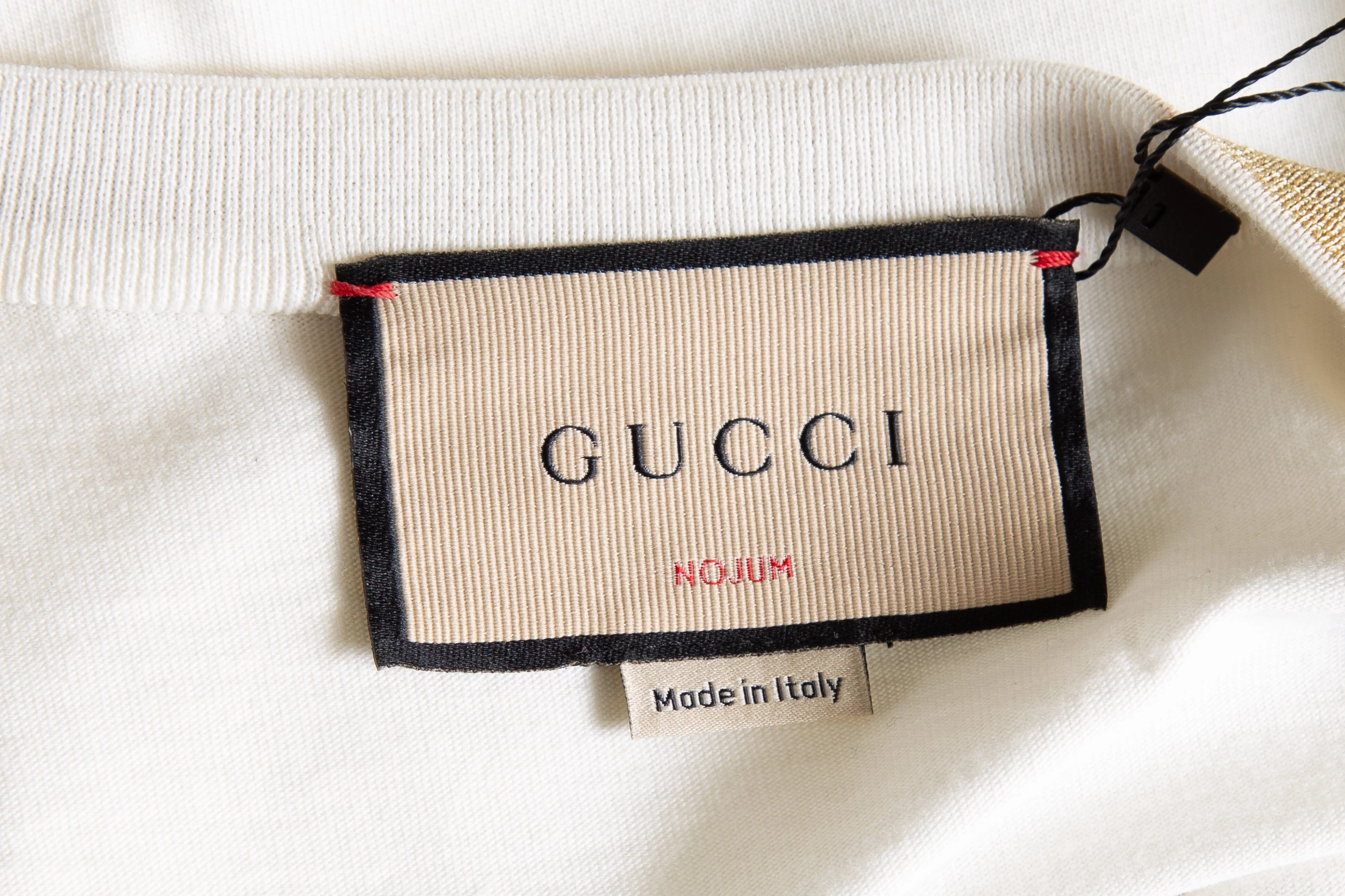 Gucci White and Multi Interlocking GG T-Shirt SZ L - Image 4