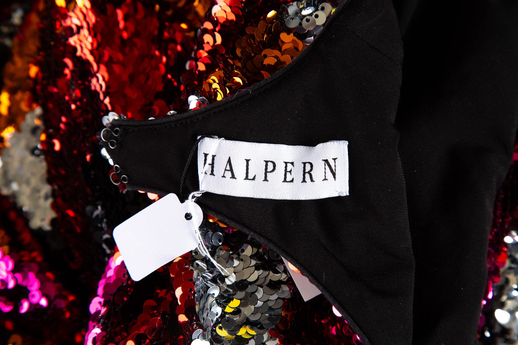 Halpern Pink and Multi Sequined L/S Maxi Dress SZ N/A - Image 4