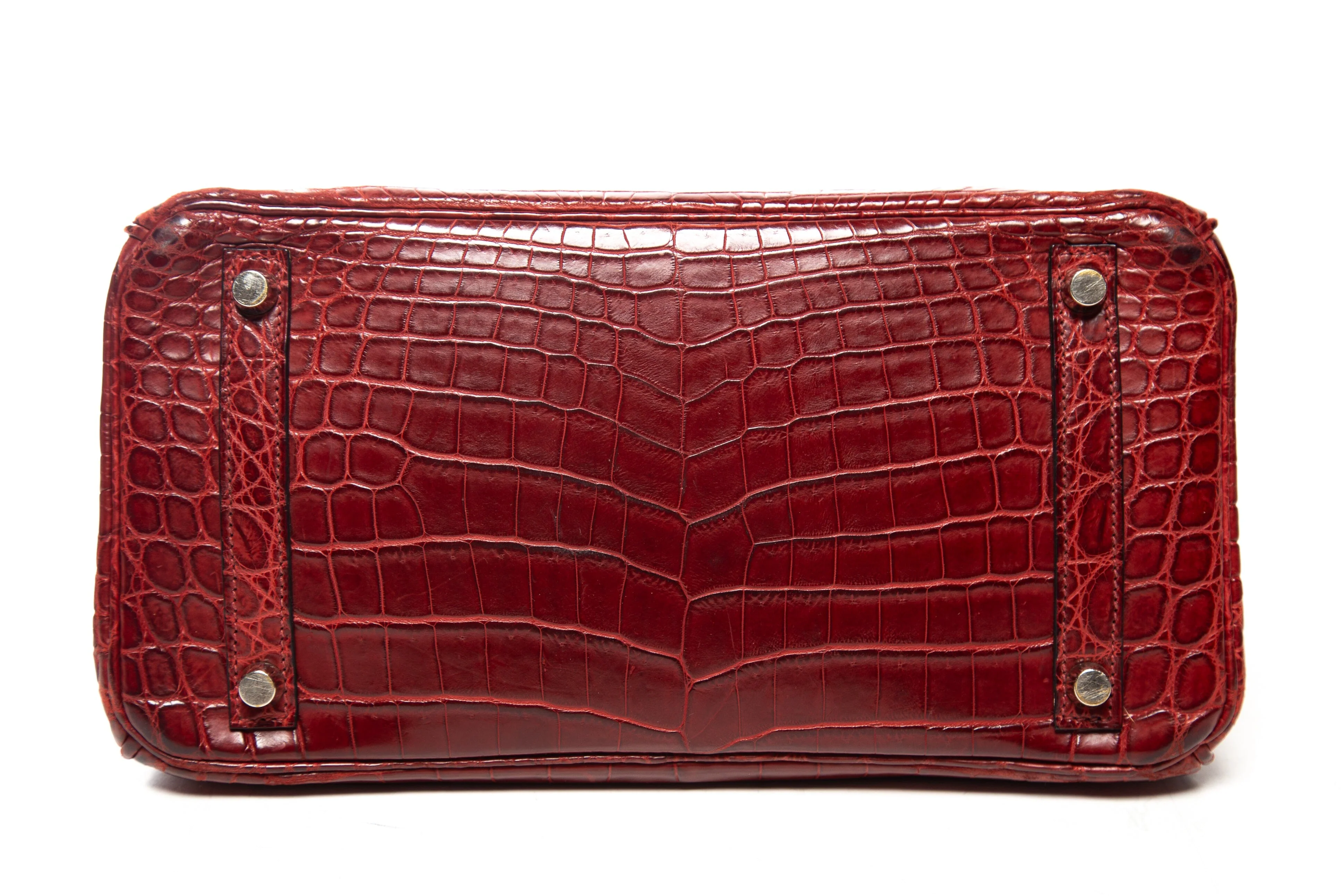 Hermès Birkin 30 cm Rouge Matte Niloticus Crocodile Handbag - Image 4