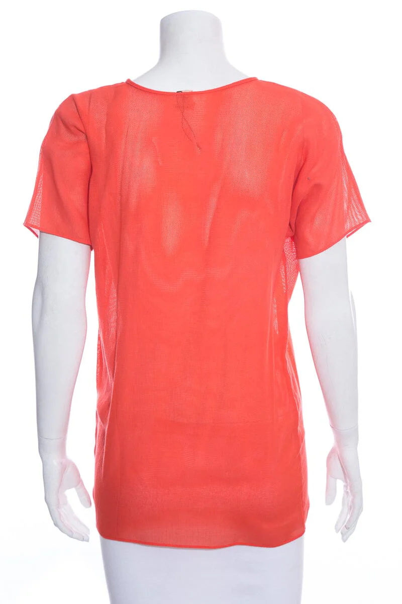 Hermès Coral Short Sleeve Full Mesh Blouse SZ S - Image 3
