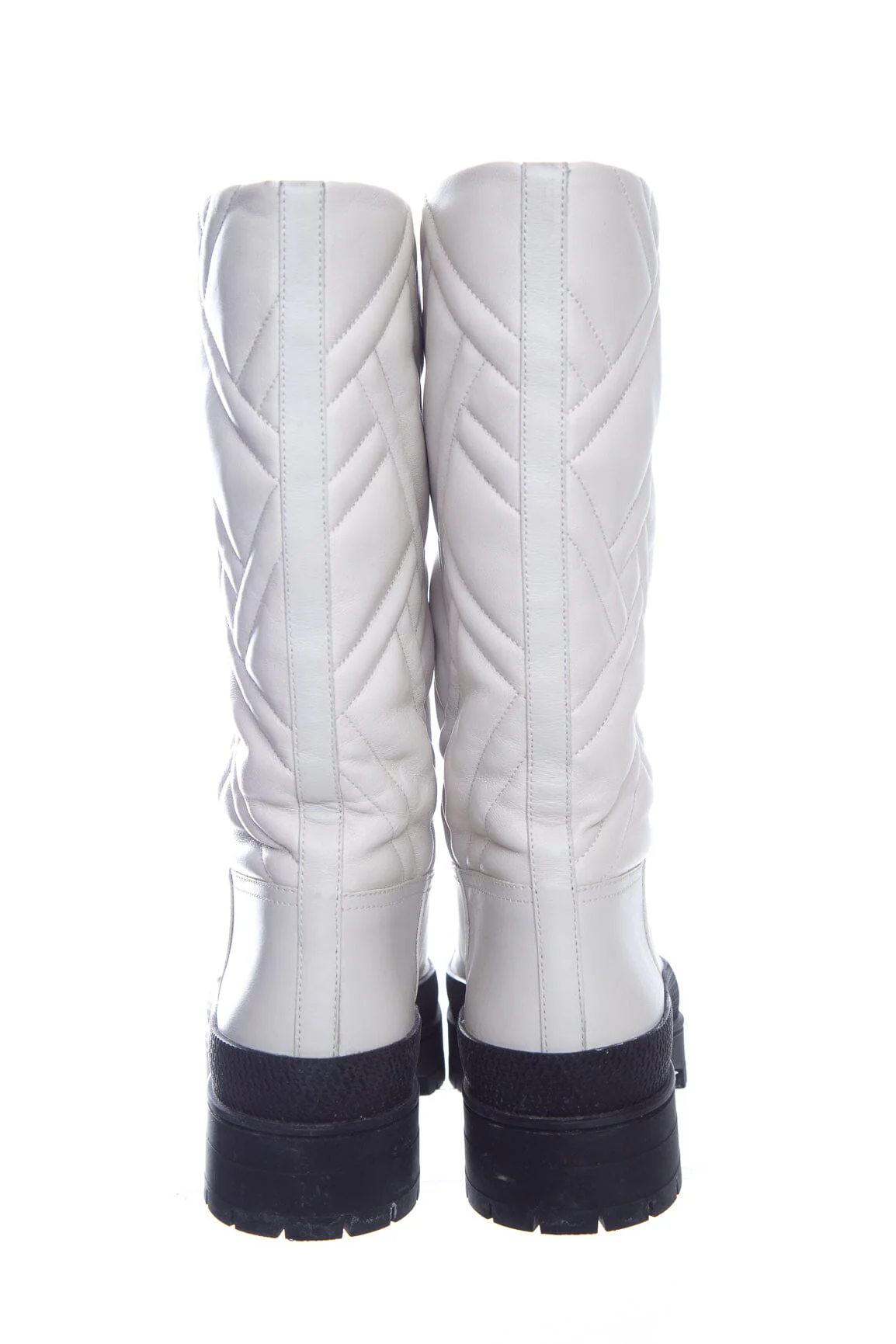 Hermès Ivory Quilted Fuji Leather Rain Boots SZ 39 - Image 4