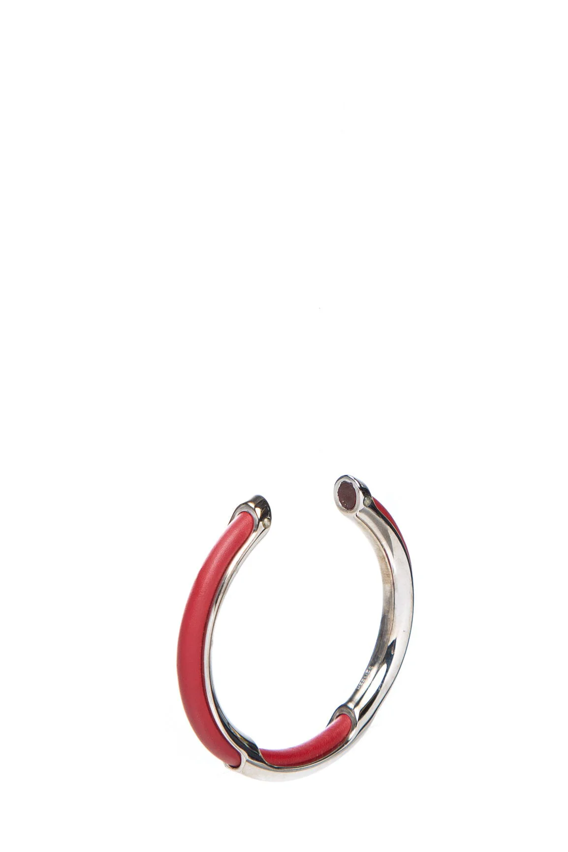 Hermès Red Leather and Silver Bracelet - Image 2