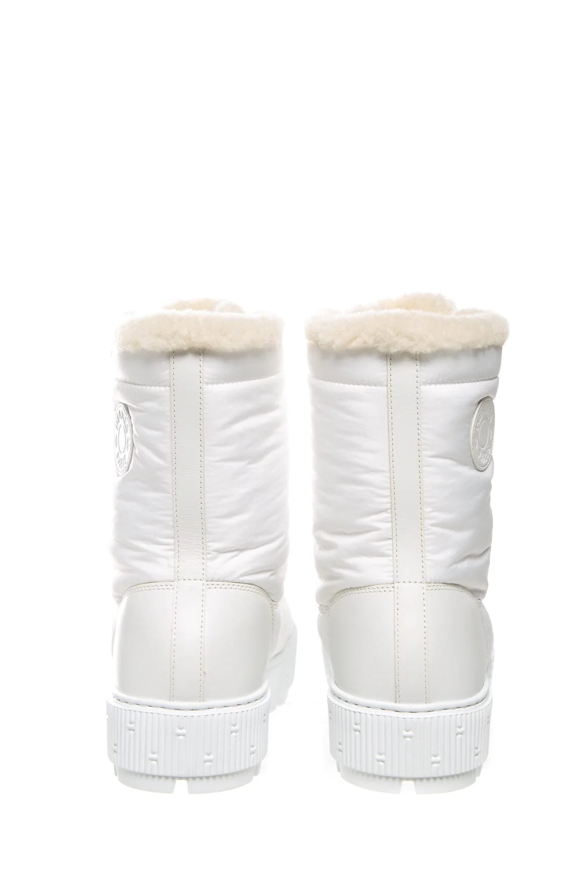 Hermès White Nylon Lace Up Boots SZ 38.5 - Image 4