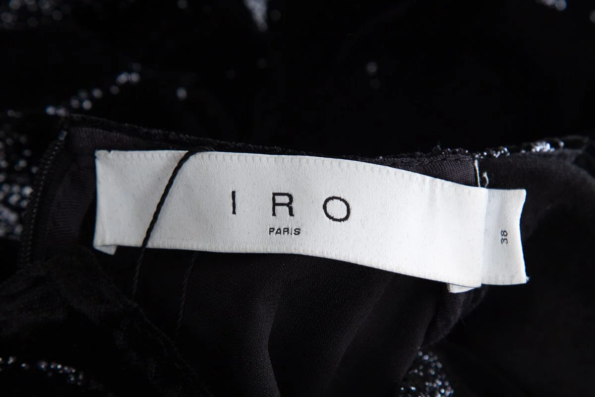 IRO Black Velvet Shimmer Mini Dress SZ 36 - Image 4