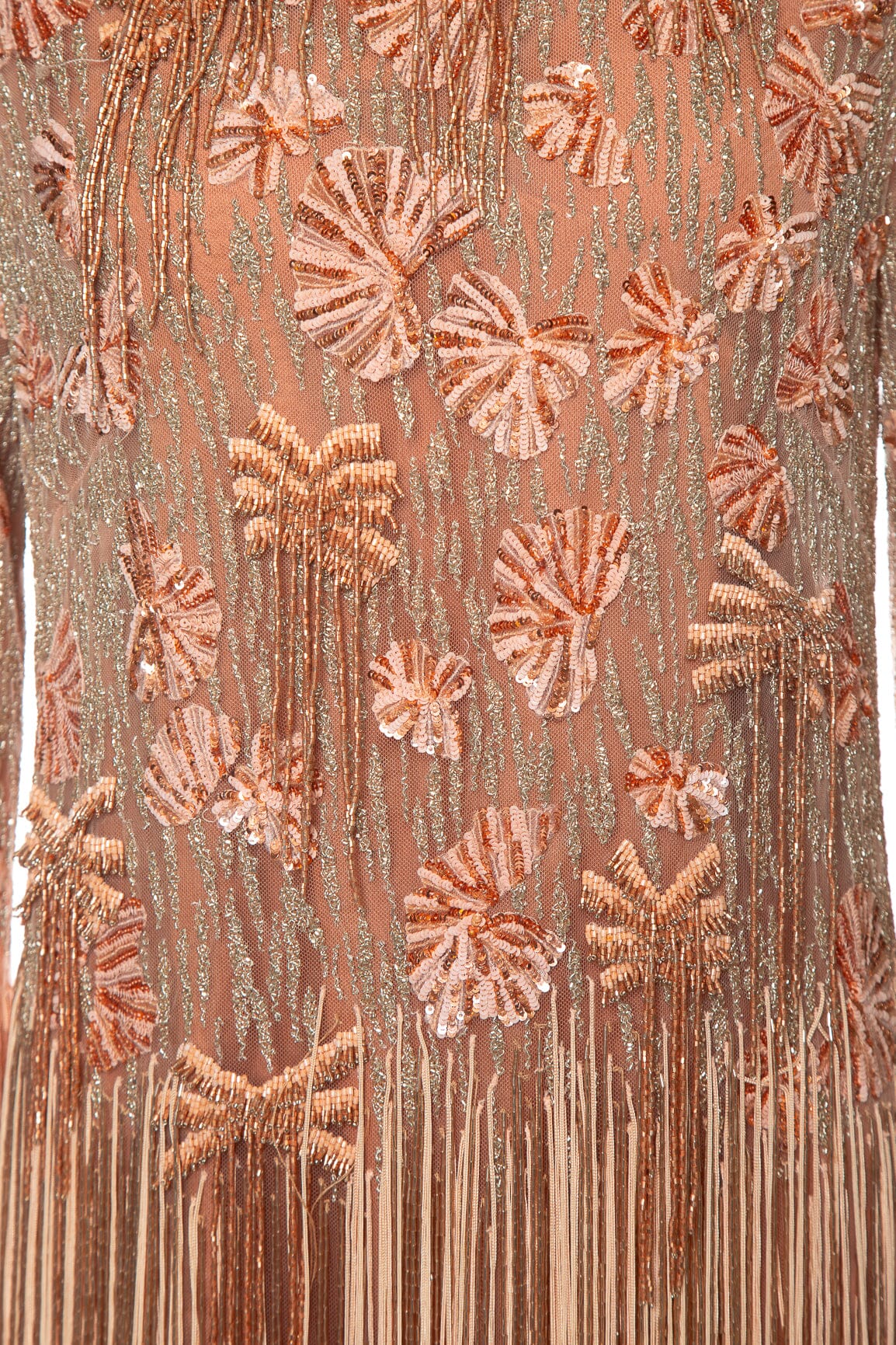 J. Mendel Peach Sequins Fringe Gown SZ 8 - Image 4