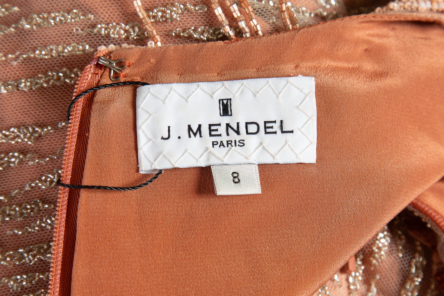 J. Mendel Peach Sequins Fringe Gown SZ 8 - Image 5