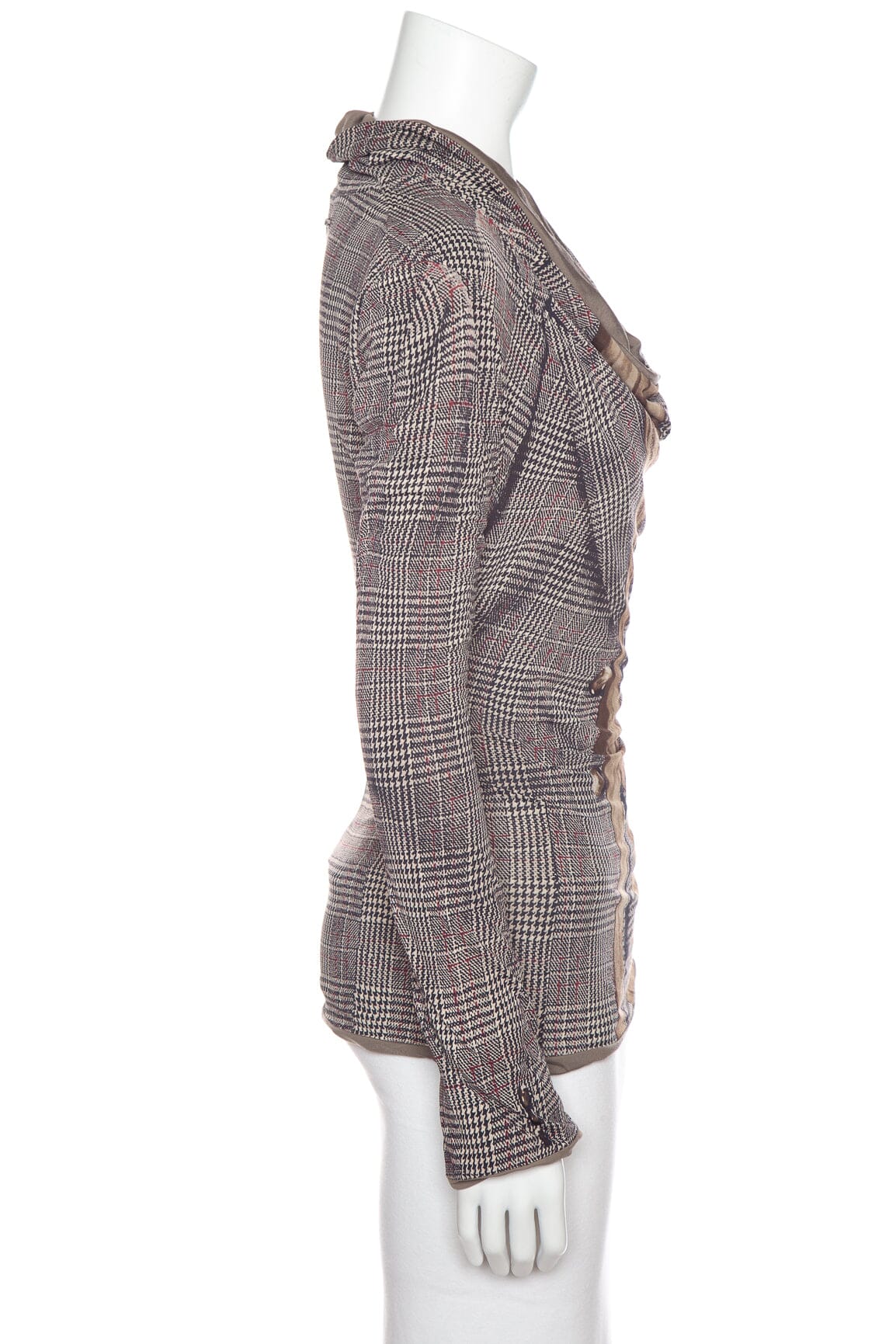 Jean Paul Gaultier Grey Plaid Cowl Neck Top SZ M - Image 2