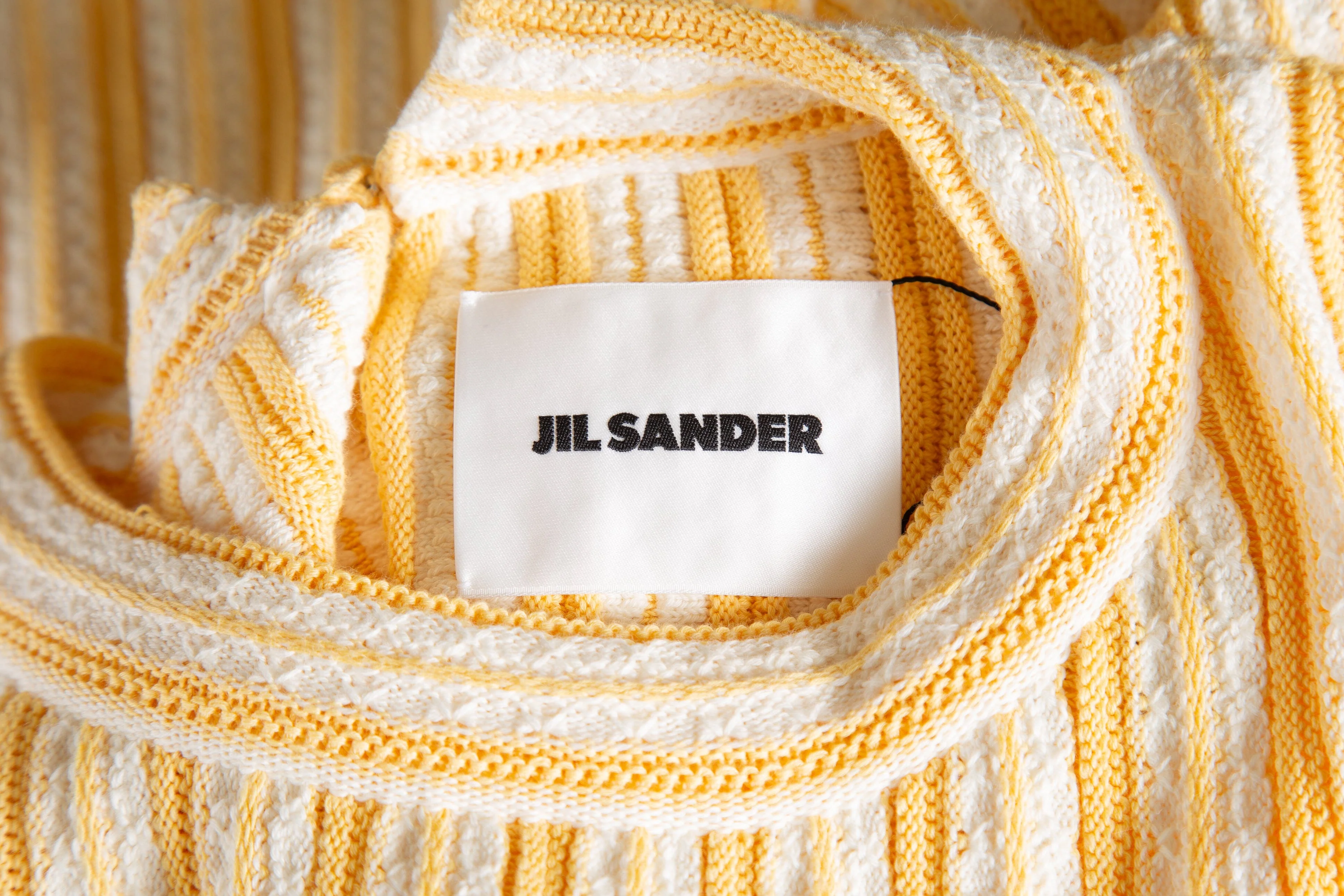 Jil Sander Yellow and White Stripe Ribbed Knit Sleeveless Top SZ M/L - Image 4