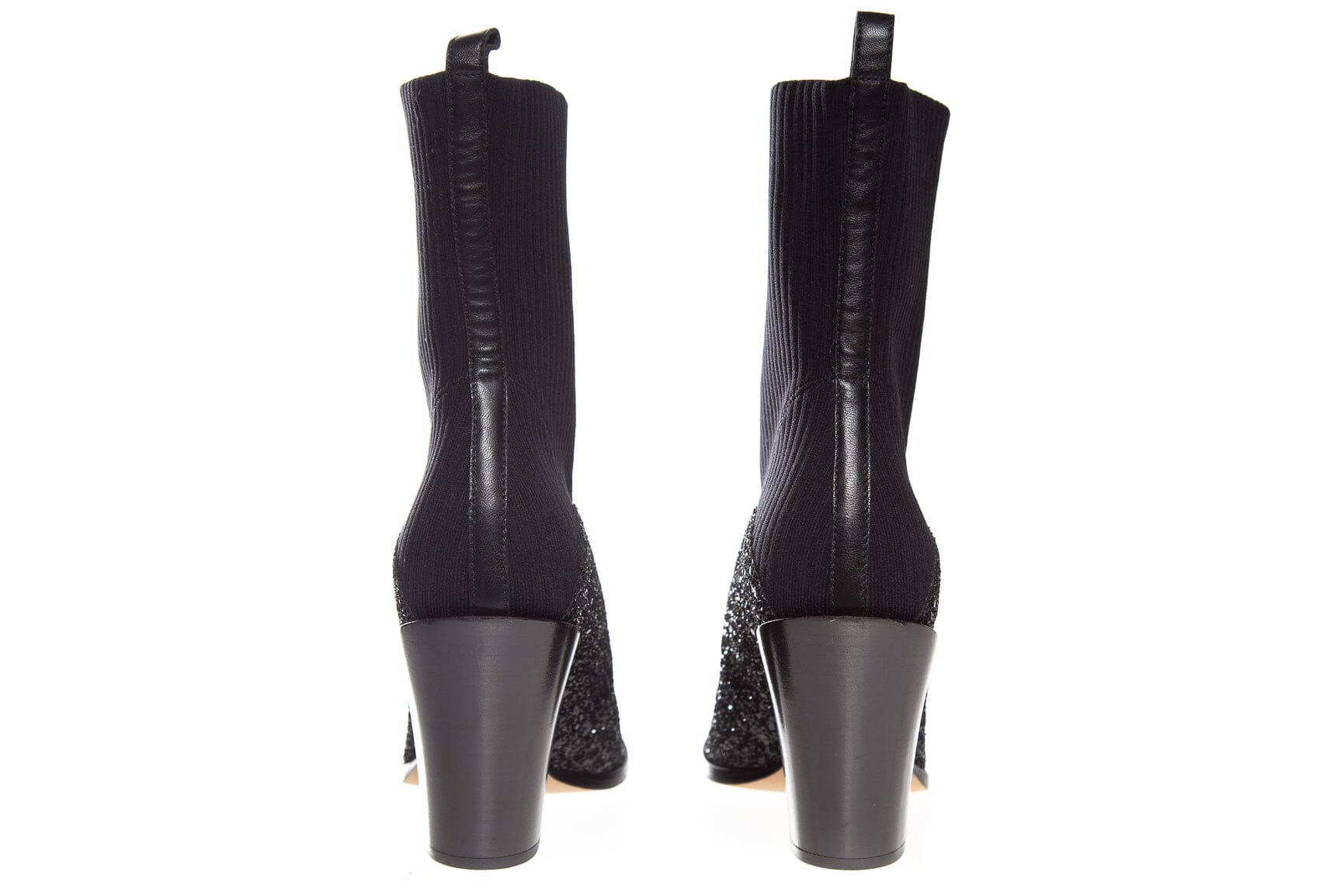 Jimmy Choo Black Glitter Cowboy Style Boots SZ 37 - Image 4