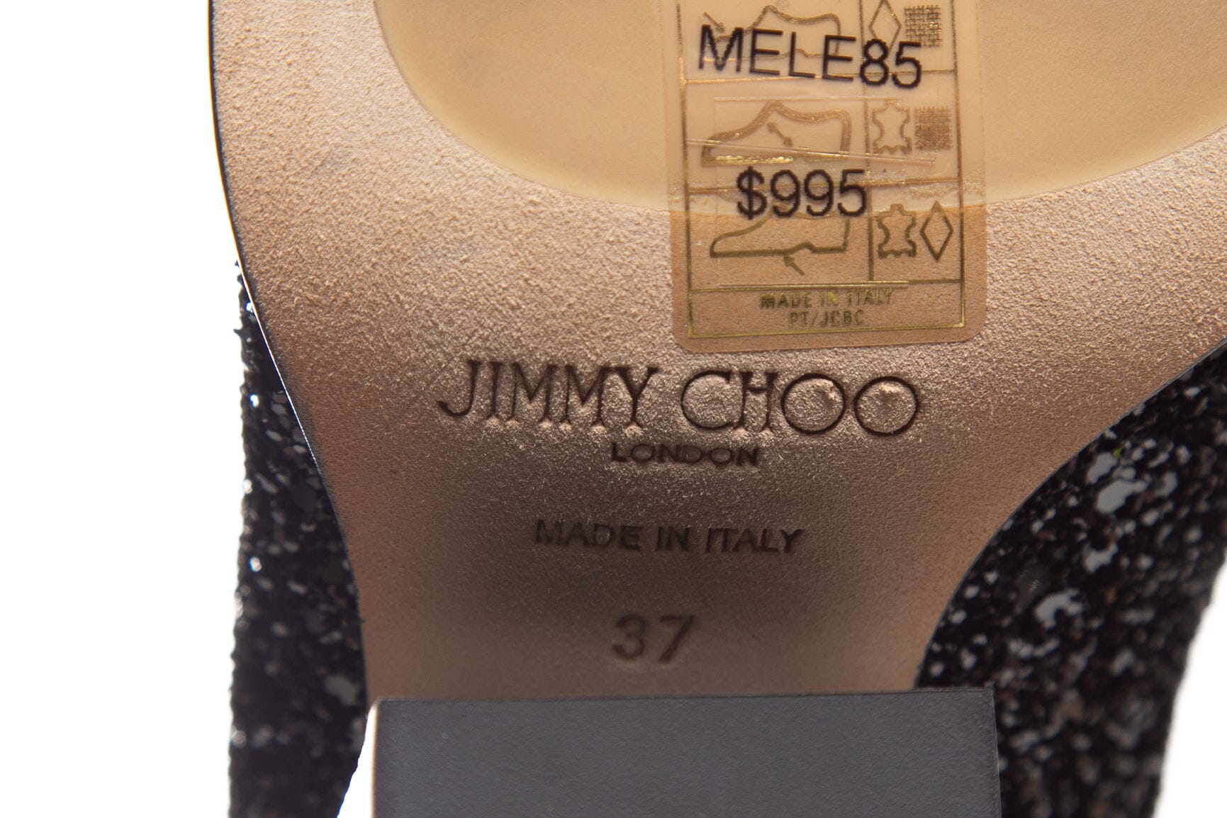 Jimmy Choo Black Glitter Cowboy Style Boots SZ 37 - Image 6