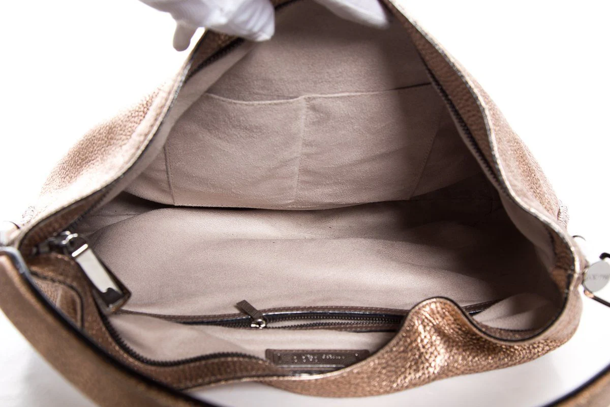 Jimmy Choo Champagne Pebbled Leather Shoulder Bag - Image 6