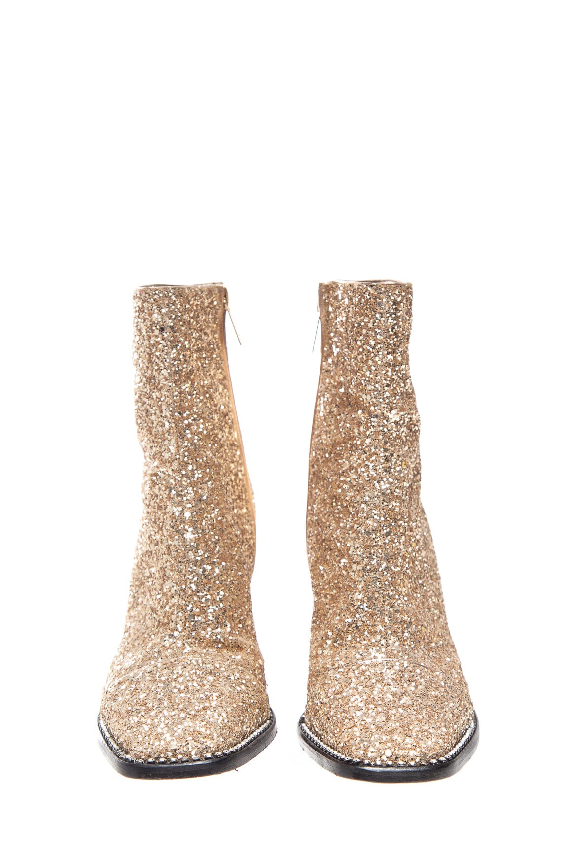 Jimmy Choo Gold Sequin Ankle Boots SZ 35.5 - Image 2