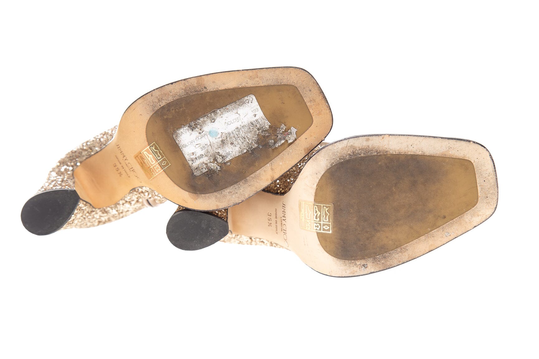 Jimmy Choo Gold Sequin Ankle Boots SZ 35.5 - Image 5