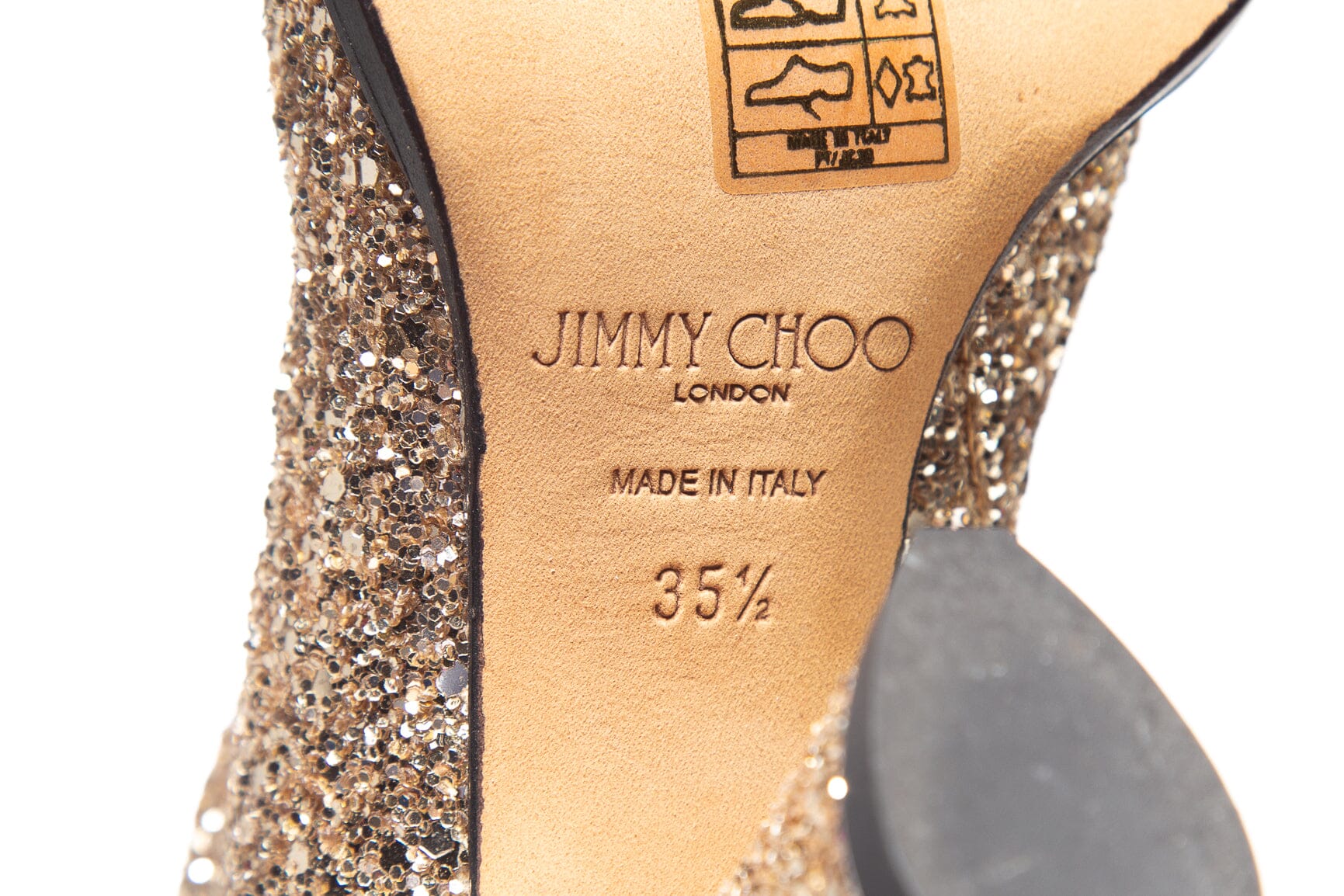 Jimmy Choo Gold Sequin Ankle Boots SZ 35.5 - Image 6