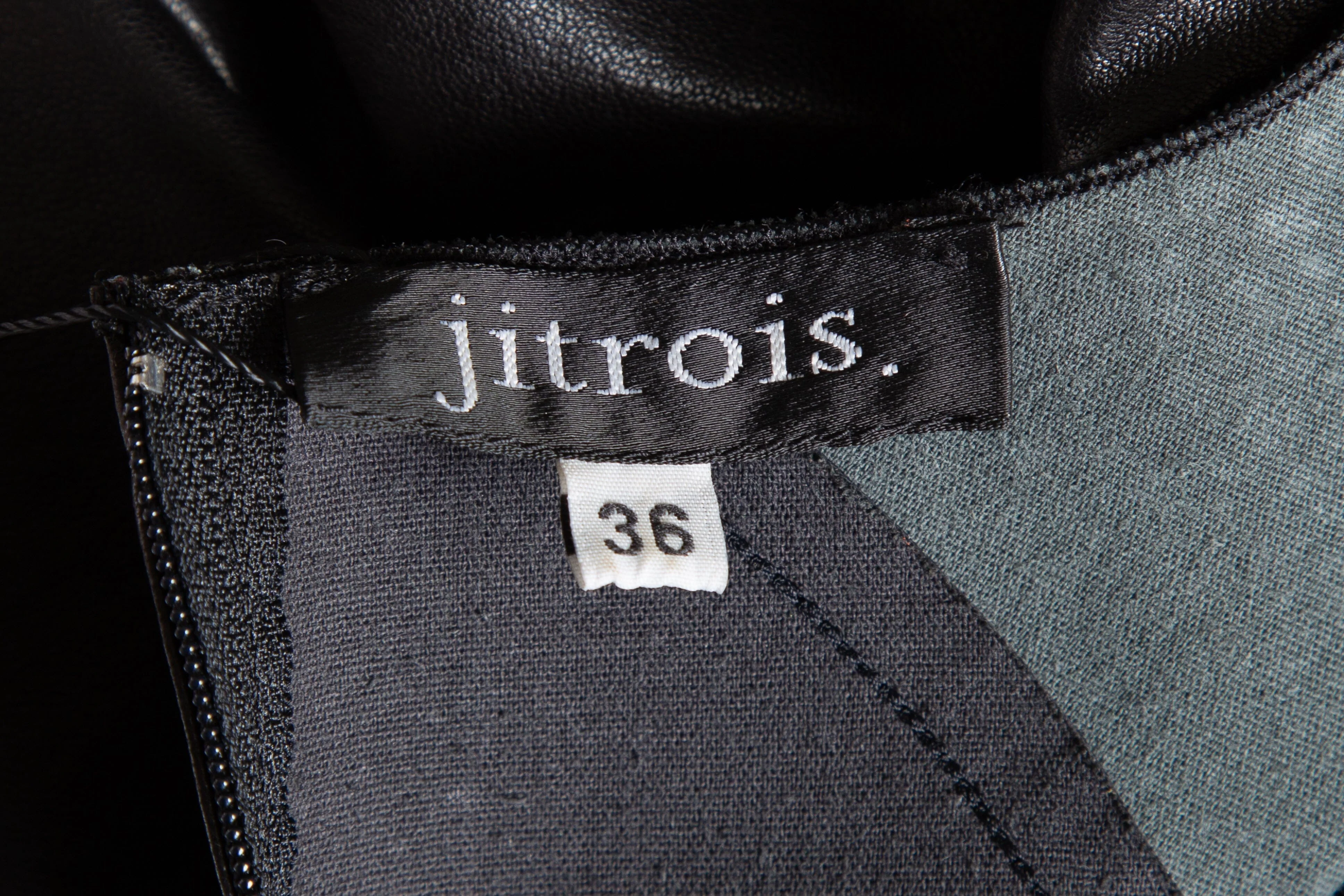 Jitrois Black Leather Embellished Knee Length Dress SZ 36 - Image 4