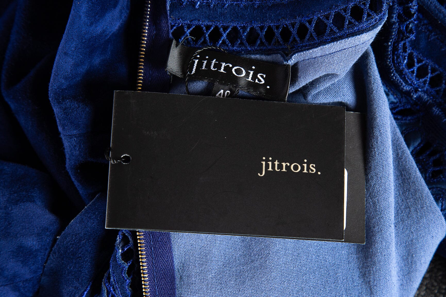 Jitrois Blue Suede Laser Cut Dress SZ 40 NWT - Image 4