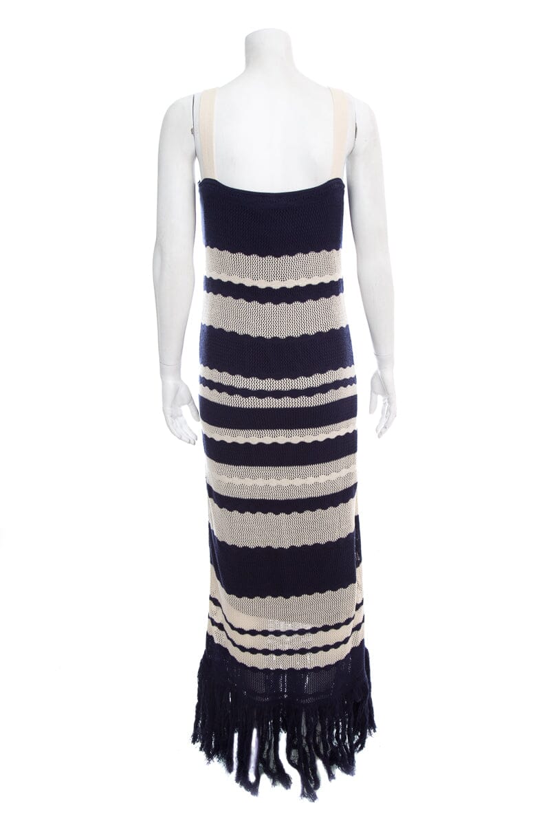 Johanna Ortiz Navy & Cream Stripe Knit Sleeveless Maxi Dress SZ L - Image 3
