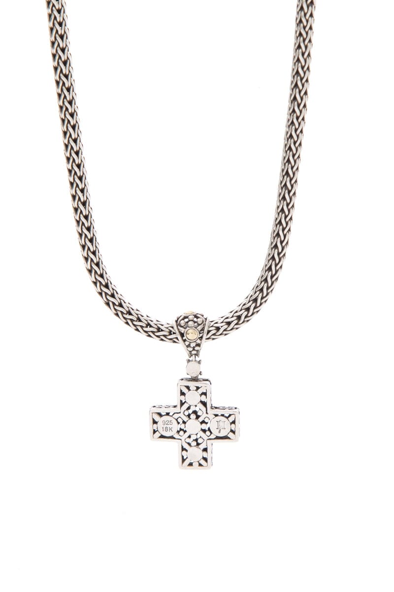 John Hardy Sterling Silver Chain & Two Tone Cross Pendant Necklace - Image 3