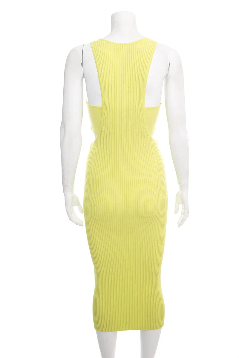 Jonathan Simkhai Lime Ribbed Fitted Sleeveless Dress SZ S - Image 3