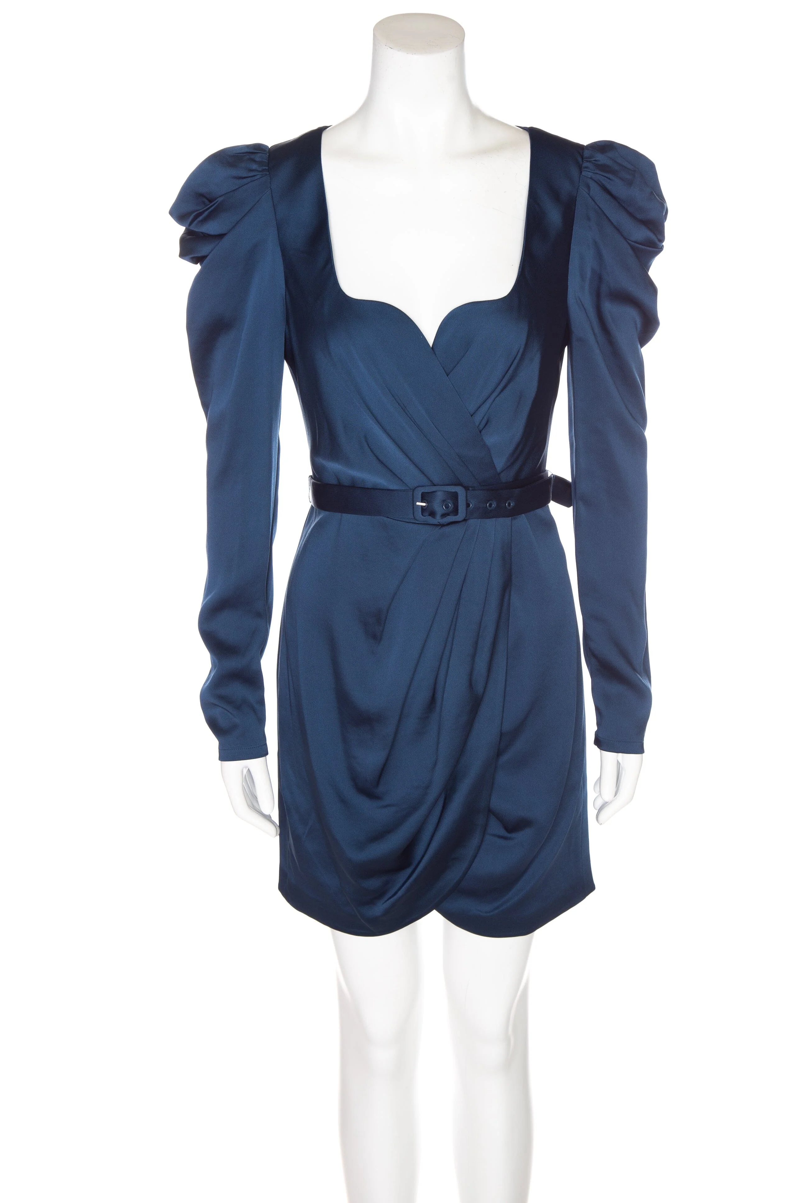 Jonathan Simkhai Navy Satin Long Sleeve Dress SZ 4 NWT