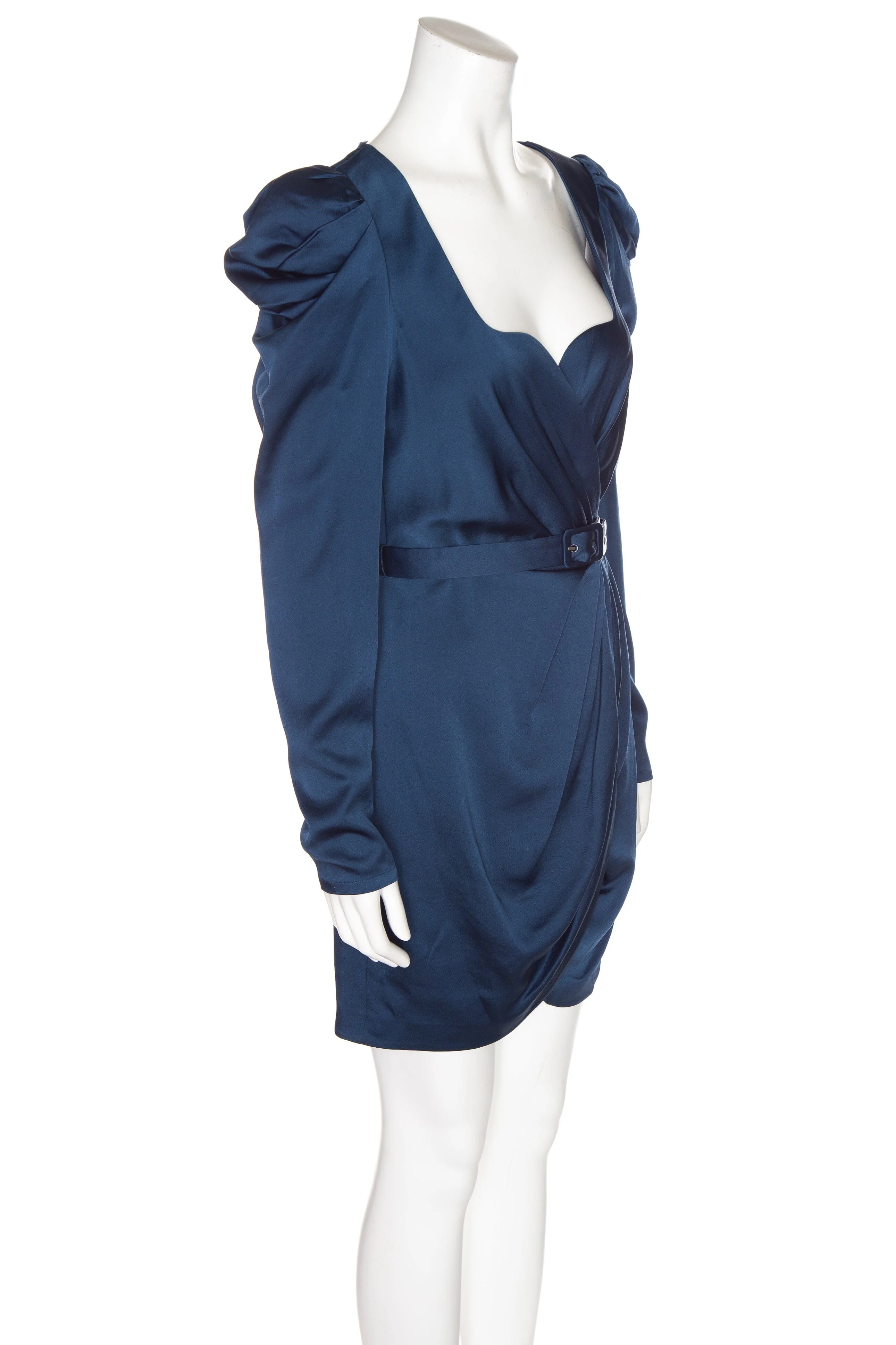 Jonathan Simkhai Navy Satin Long Sleeve Dress SZ 4 NWT - Image 2