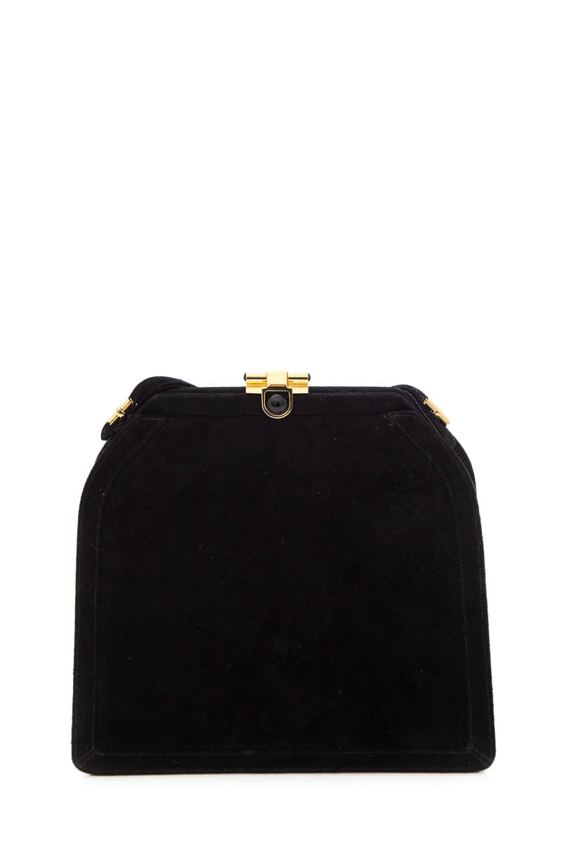 Judith Leiber Black Suede Handbag