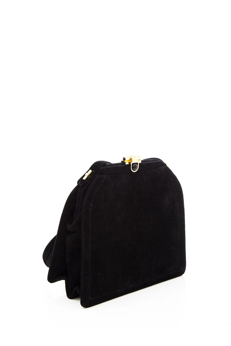 Judith Leiber Black Suede Handbag - Image 3
