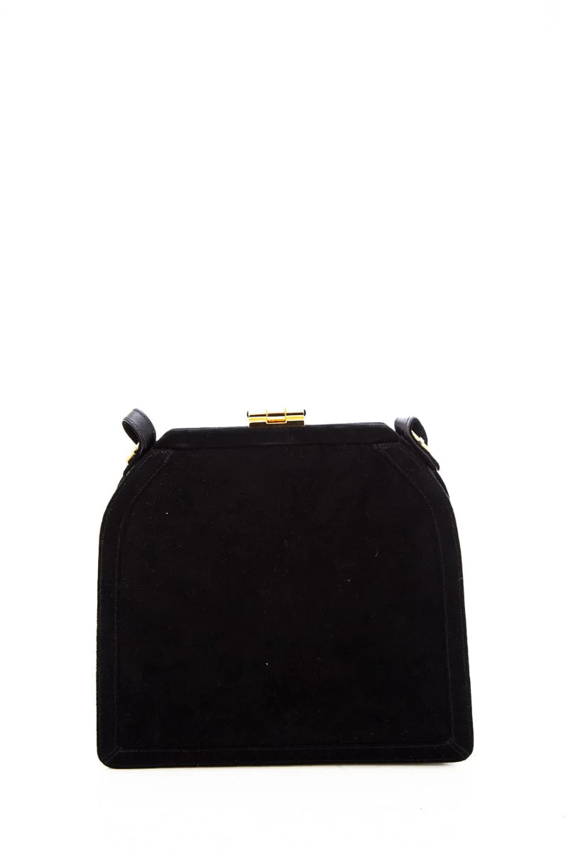Judith Leiber Black Suede Handbag - Image 4