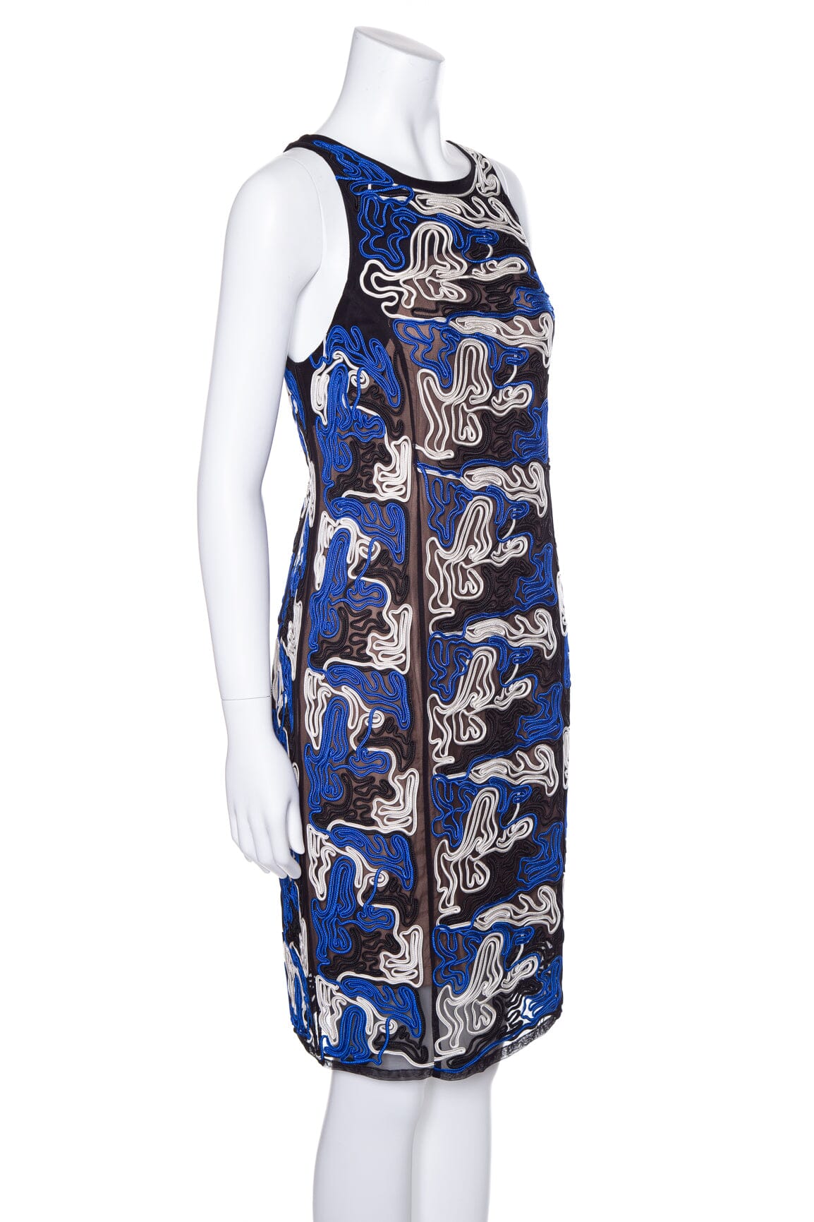 Julien David Blue and Black Ribbon Design Sleeveless Dress SZ M NWT - Image 2
