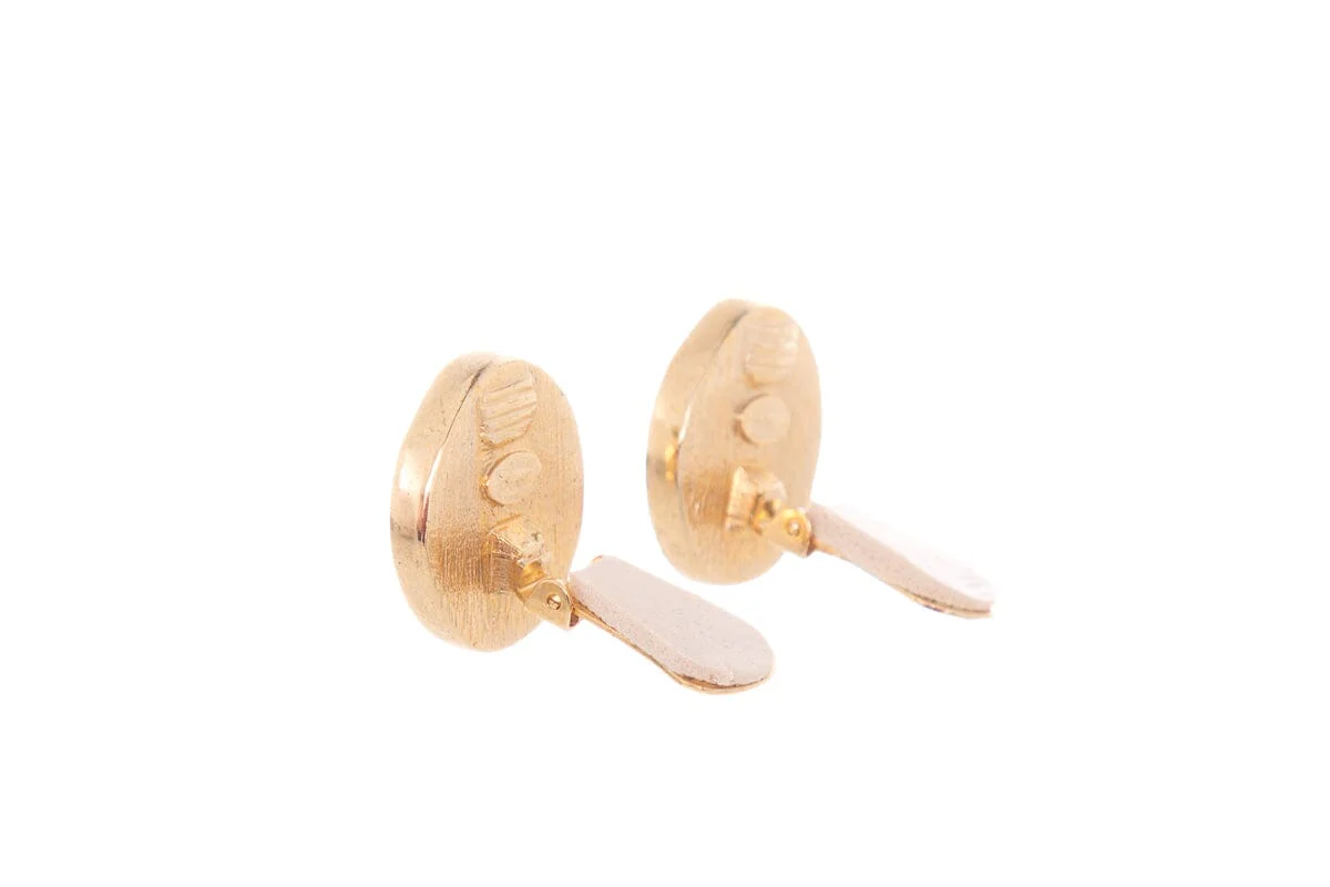 Kenneth Jay Lane Gold & Silver Clip On Medallion Earrings - Image 3