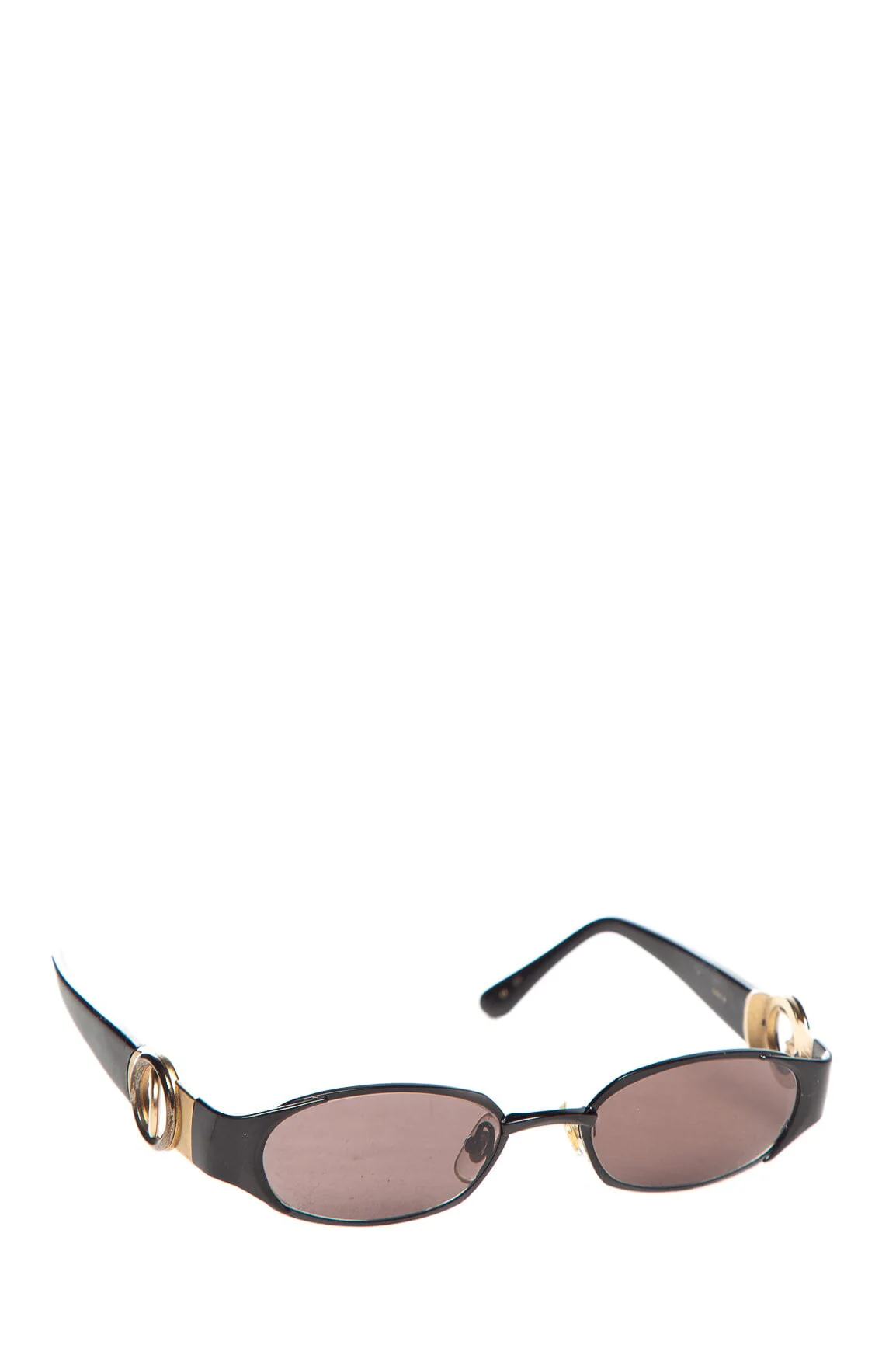 Kieselstein-Cord Black Gold Tone Metal Moon Ring Detail Sunglasses
