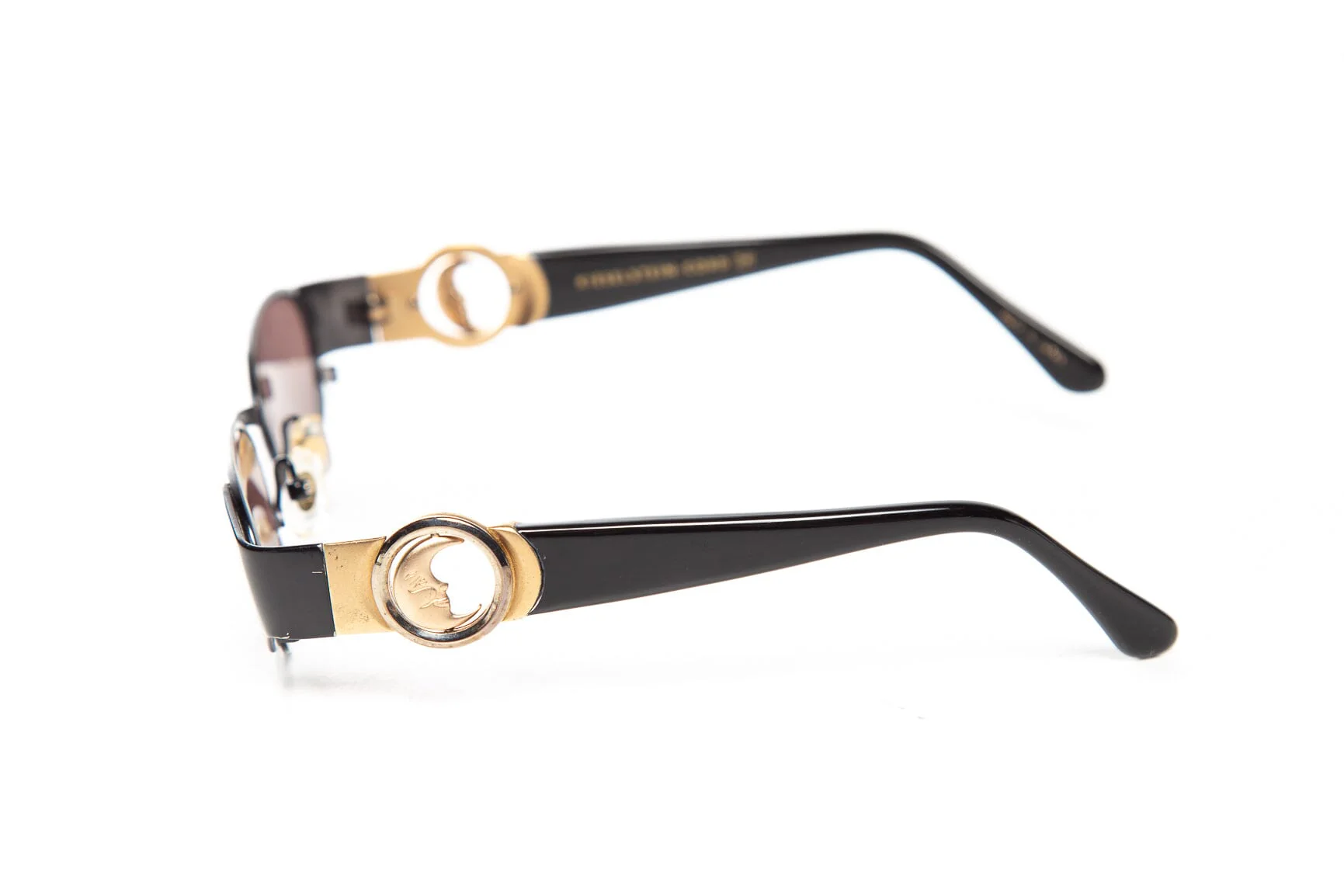Kieselstein-Cord Black Gold Tone Metal Moon Ring Detail Sunglasses - Image 5