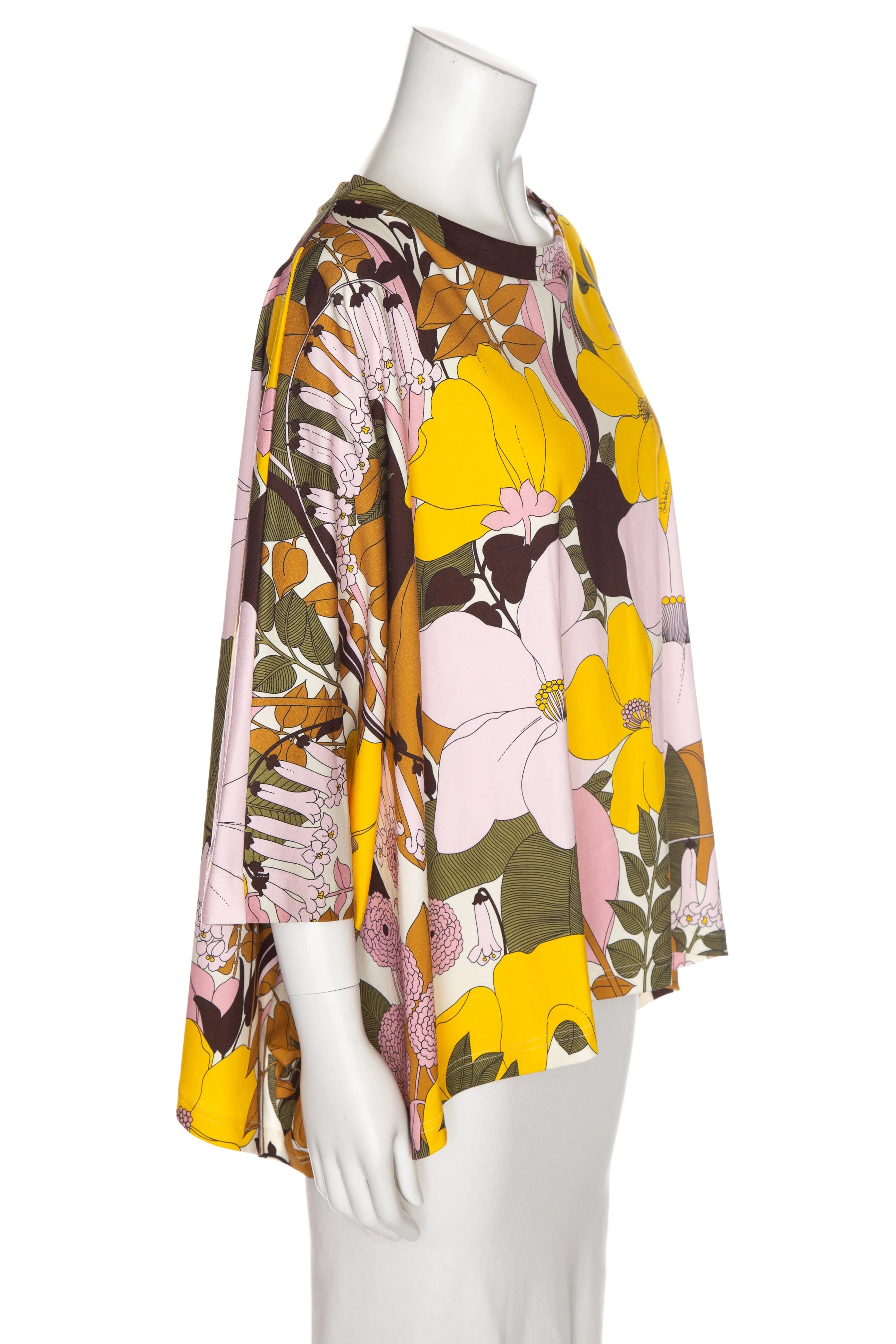 La Double J. Pink and Yellow Multicolor Floral Poncho SZ S NWT - Image 2