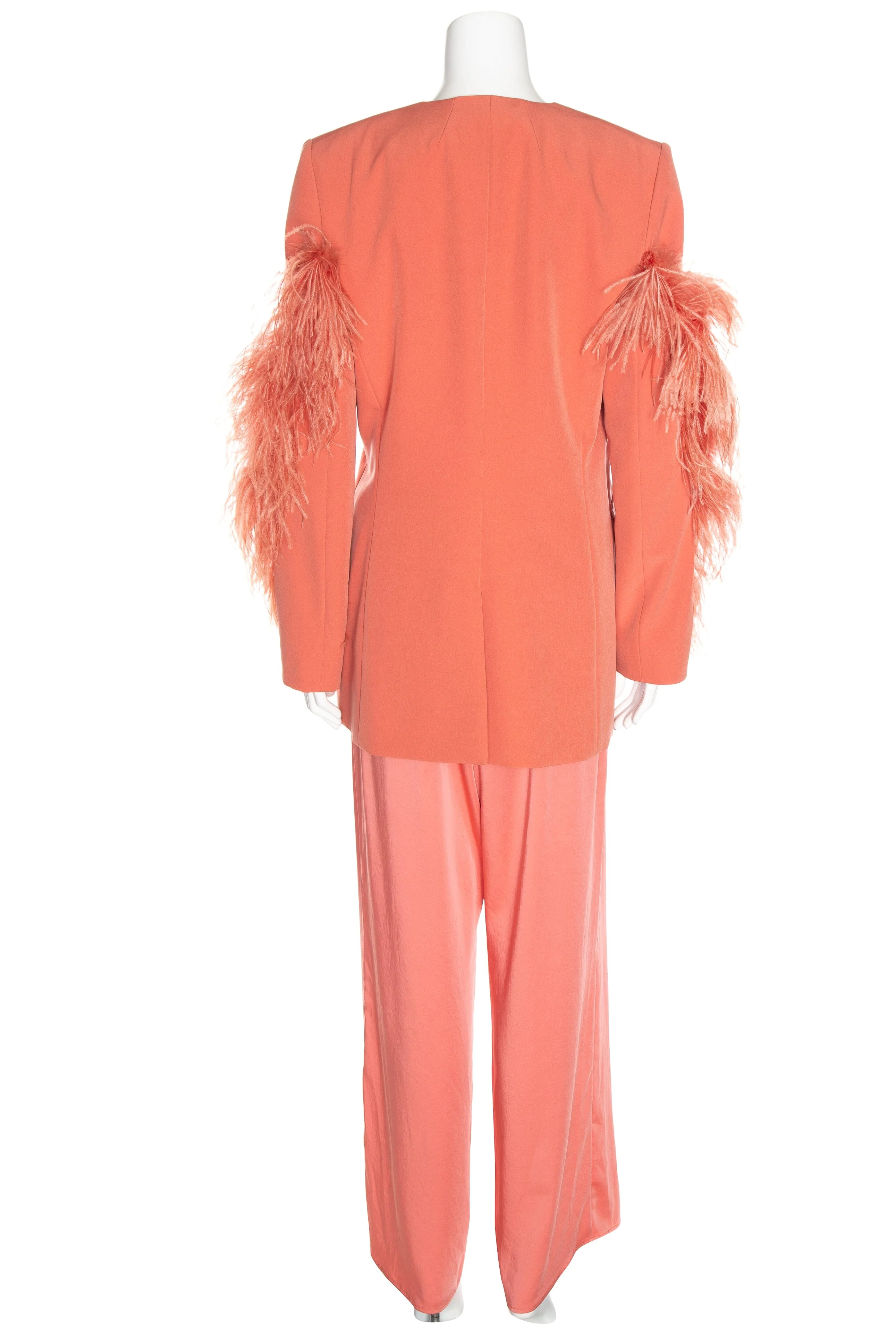 La Pointe Salmon 3 PC Feather Blazer, Tank, and Pant Set SZ M/L NWT - Image 3