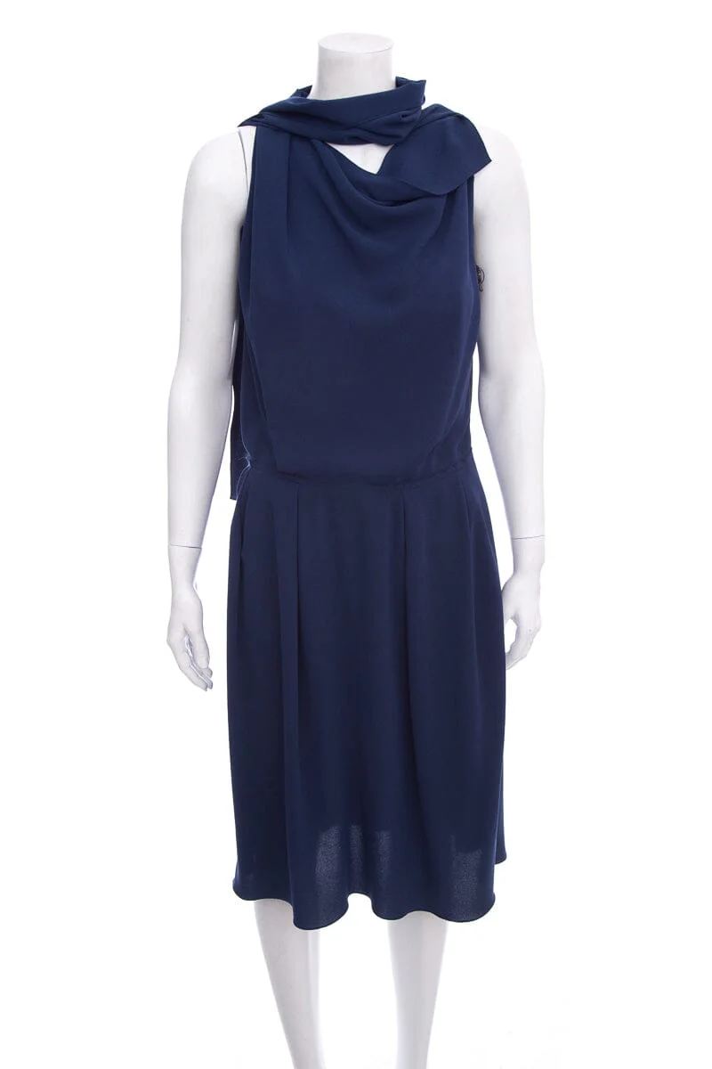 Lanvin 2009 Navy Silk Dress SZ 40