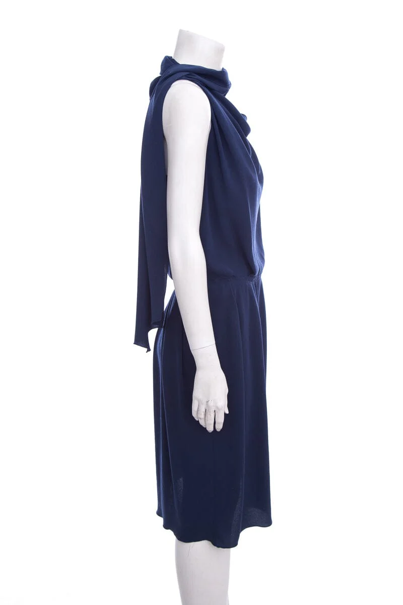 Lanvin 2009 Navy Silk Dress SZ 40 - Image 2