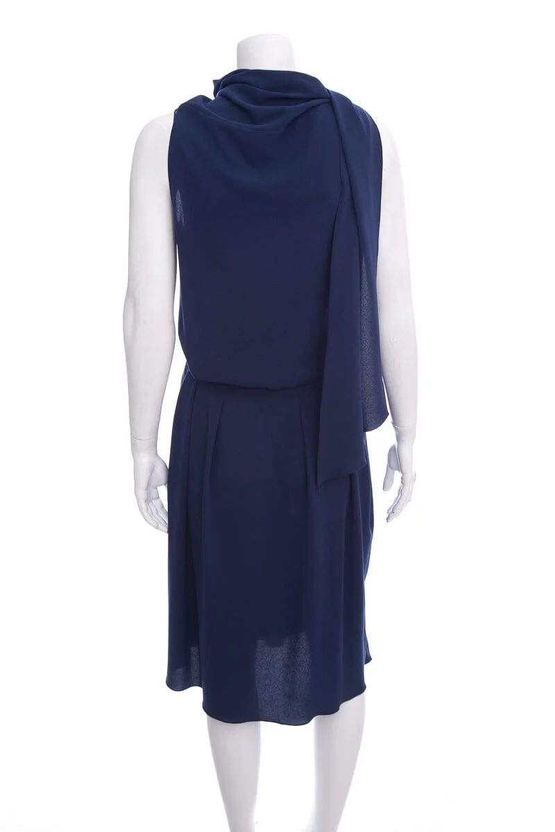 Lanvin 2009 Navy Silk Dress SZ 40 - Image 3