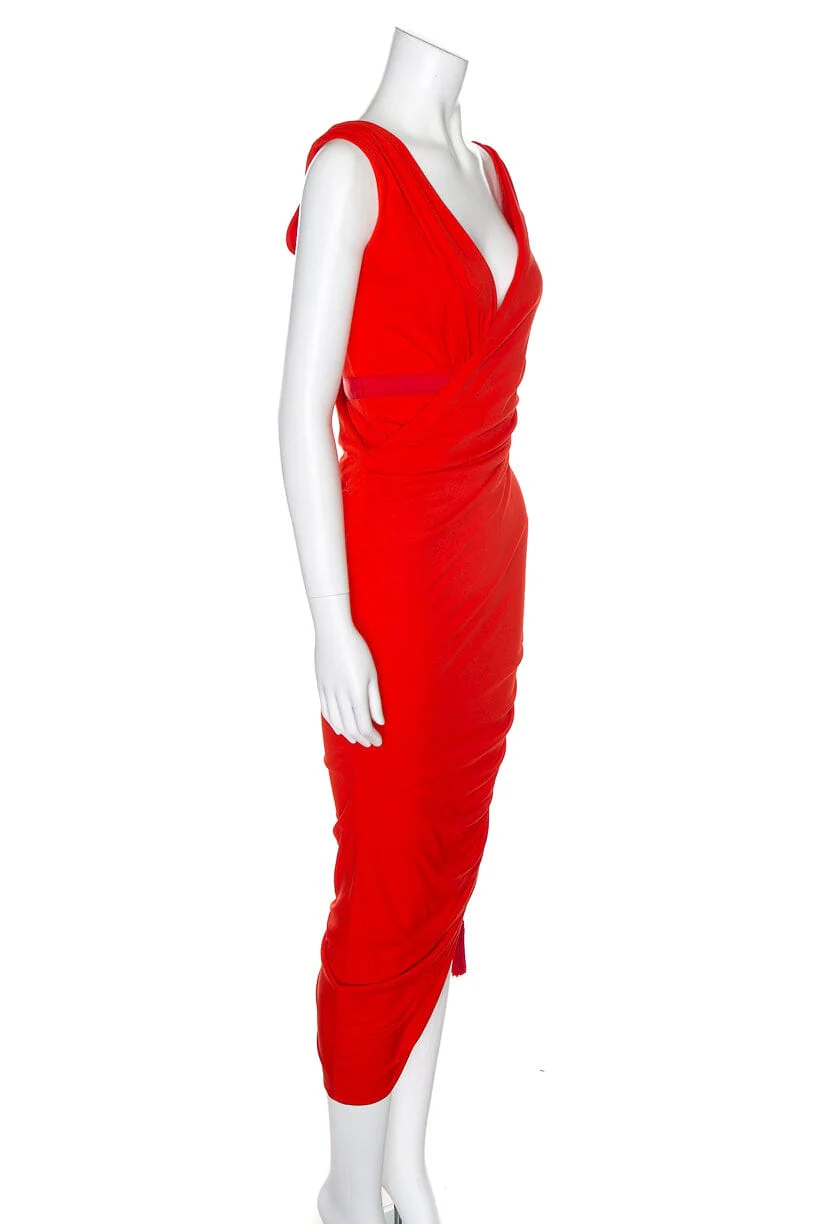 Lanvin Poppy Red Midi Dress SZ M NWT - Image 2