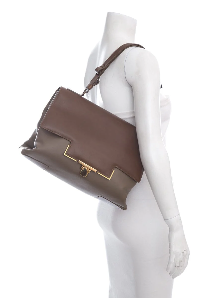 Lavin Paris Brown & Grey Leather Shoulder Bag - Image 2