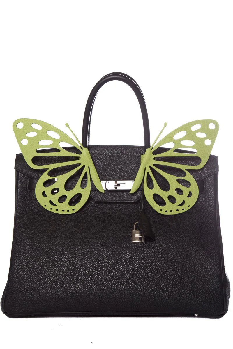 Le Marais 101 Green Butterfly Leather Handbag Embellishment - Image 5