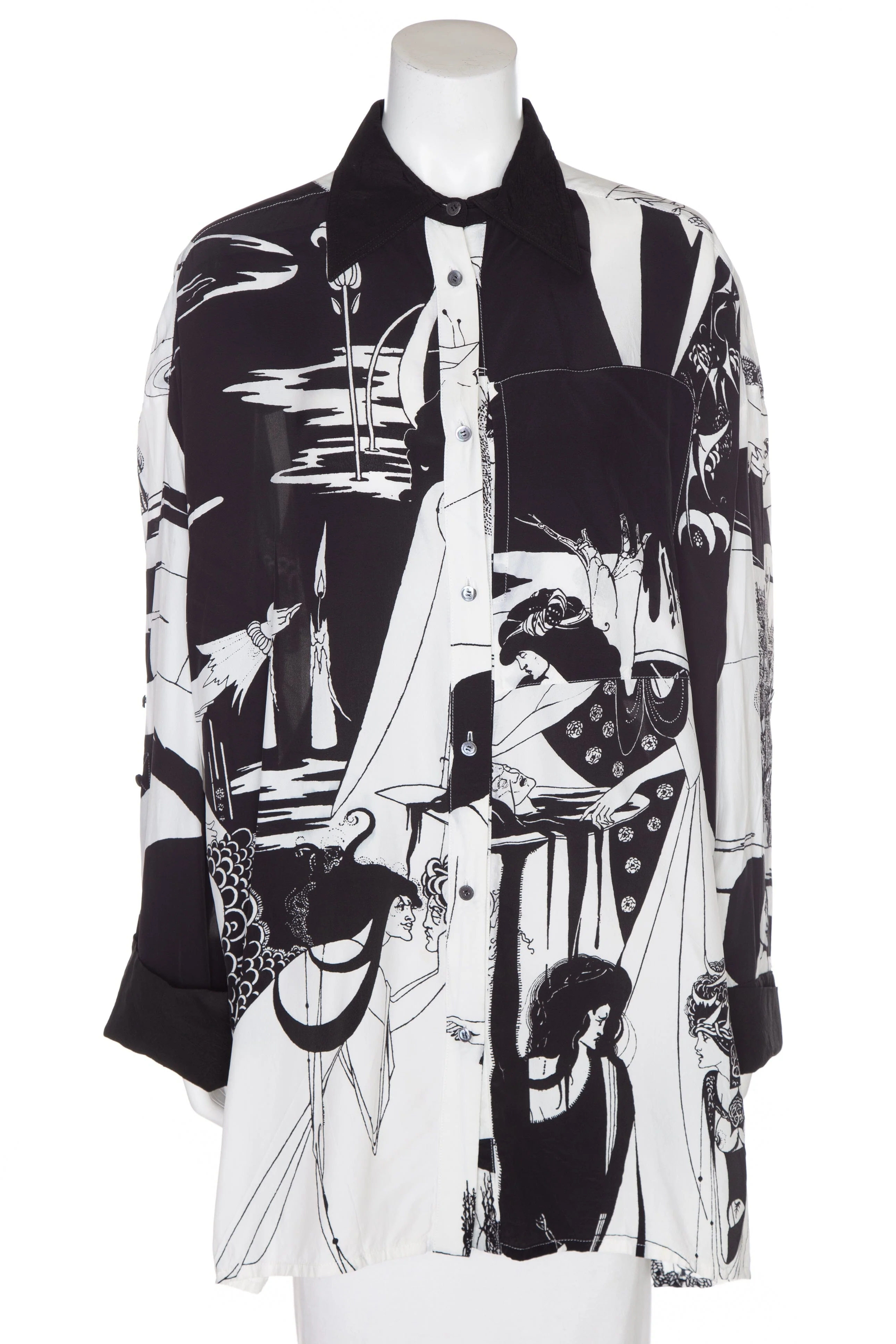 Loewe Black and White Salome Oversized Button Up Shirt SZ 36
