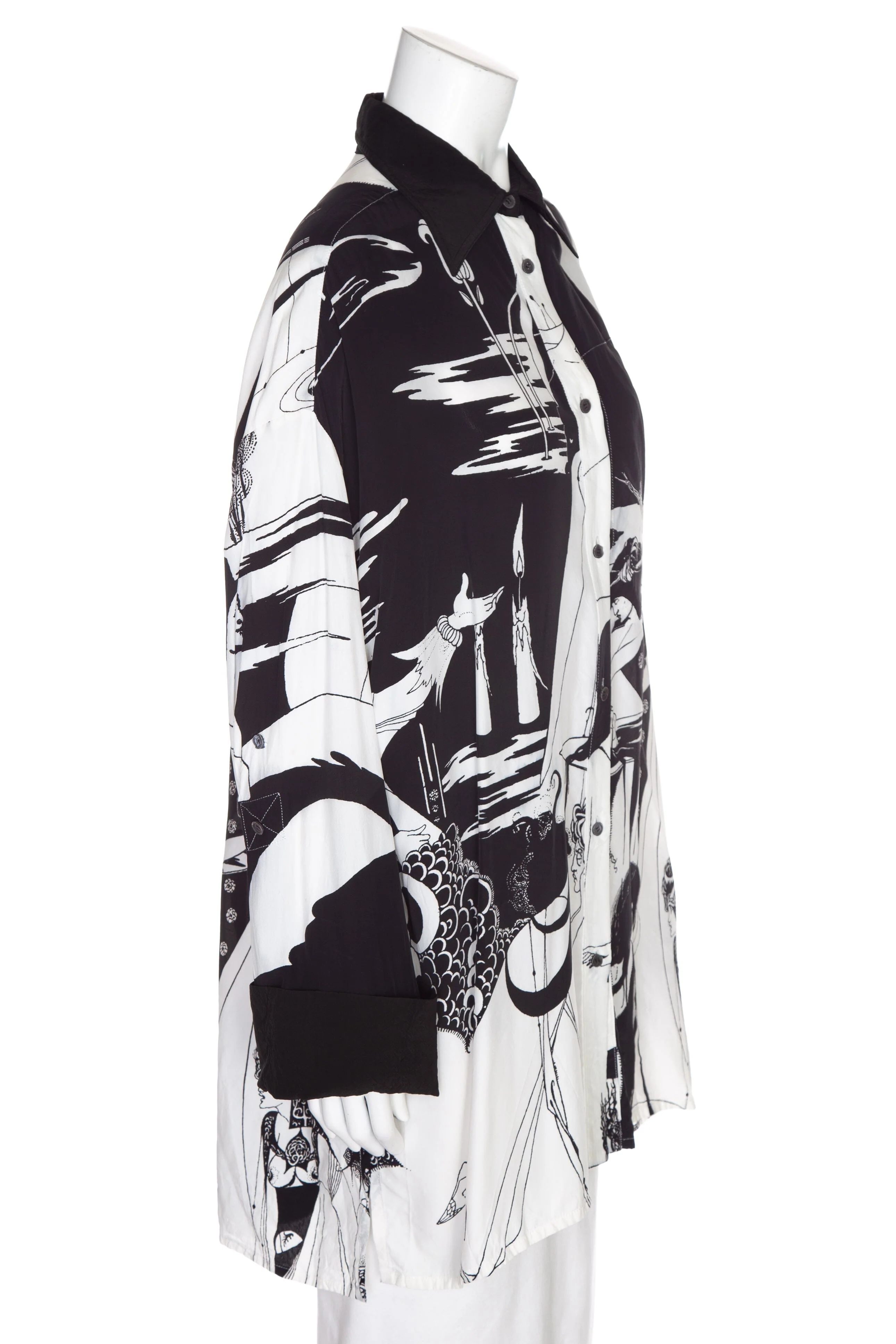 Loewe Black and White Salome Oversized Button Up Shirt SZ 36 - Image 2