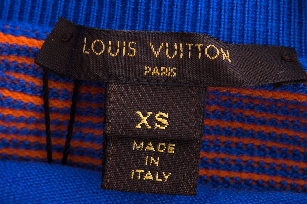 Louis Vuitton Blue & Orange Geometric Knee Length Pencil Skirt SZ XS - Image 4