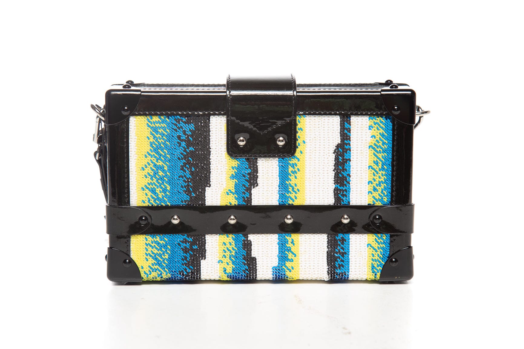Louis Vuitton Multi Color Sequins and Black Patent Malle Handbag - Image 4