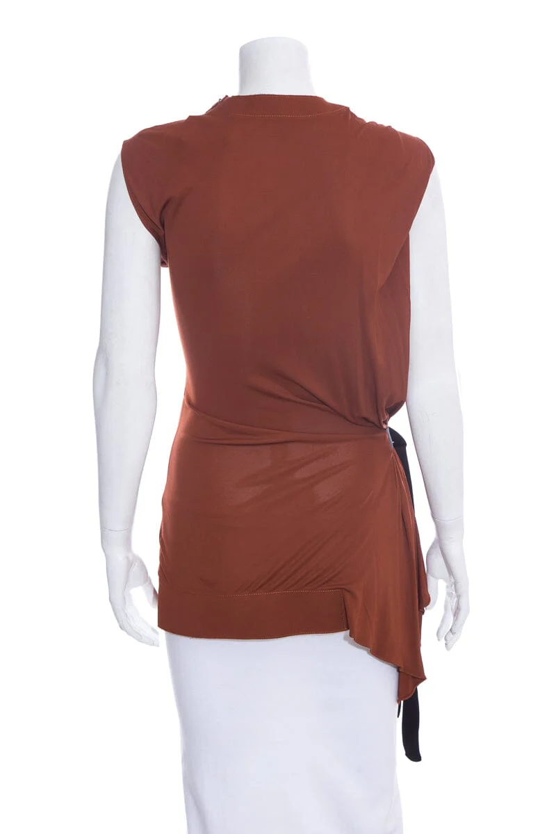 Louis Vuitton Burnt Orange Sleeveless Blouse SZ XS - Image 3